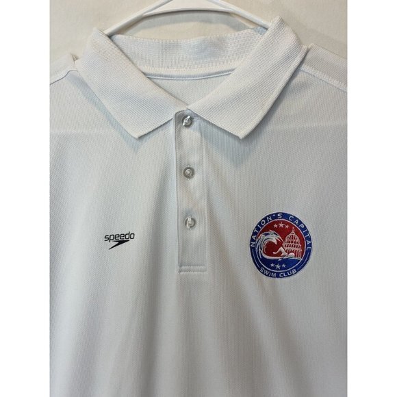 Clique Sz Large White Polo Shirt Nation’s Capitol Swim Club‎ Speedo Logo S/S - Picture 1 of 4